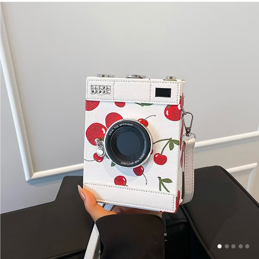 Cherry Patterned White Camera Bag - image 1
